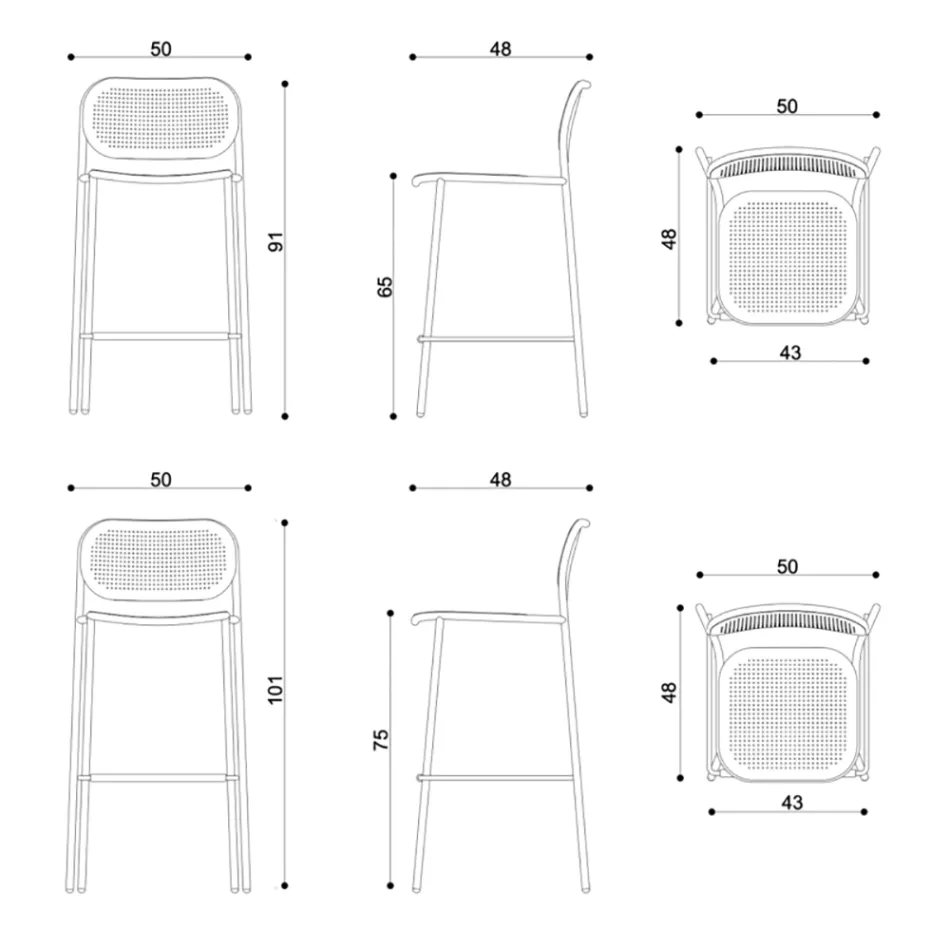 Stołek metalowy do układania w stosy na zewnątrz Made in Italy 2 sztuki - Synergy Viadurini