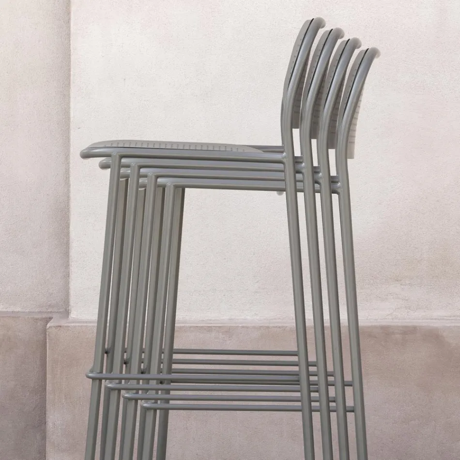 Stołek metalowy do układania w stosy na zewnątrz Made in Italy 2 sztuki - Synergy Viadurini