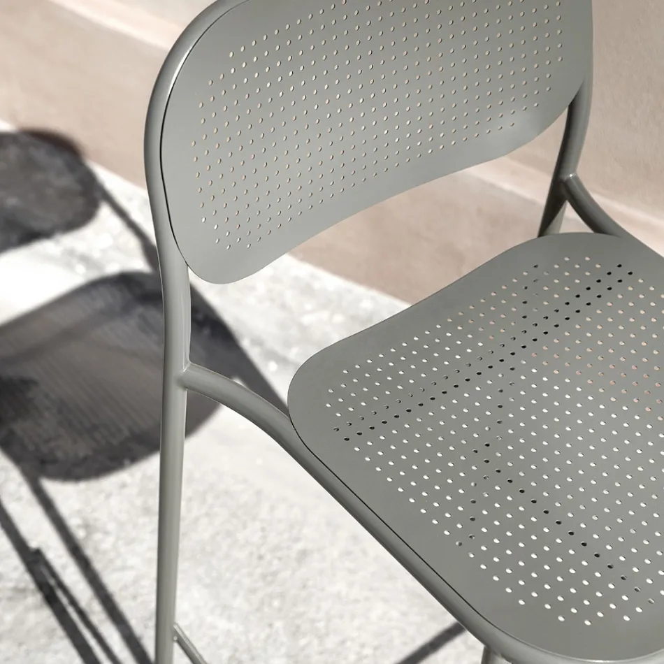 Stołek metalowy do układania w stosy na zewnątrz Made in Italy 2 sztuki - Synergy Viadurini