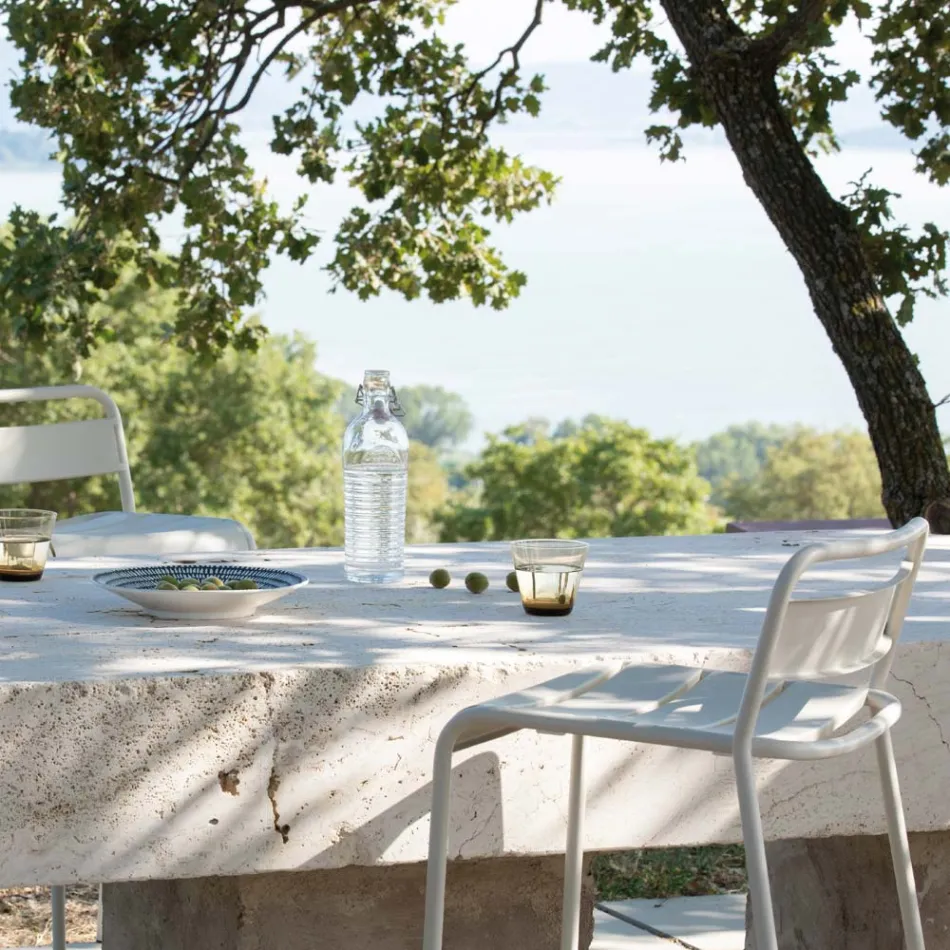 Sztaplowany stołek ogrodowy z ocynkowanego metalu Made in Italy - Amina Viadurini