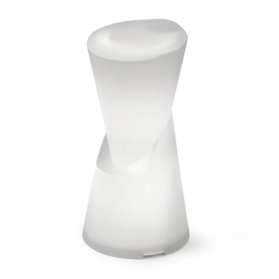 Świecący stołek ogrodowy z białego polietylenu Made in Italy - Strawberry Viadurini