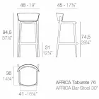 Africa H 95 cm nowoczesny stołek zewnętrzny firmy Vondom, z polipropylenu Viadurini