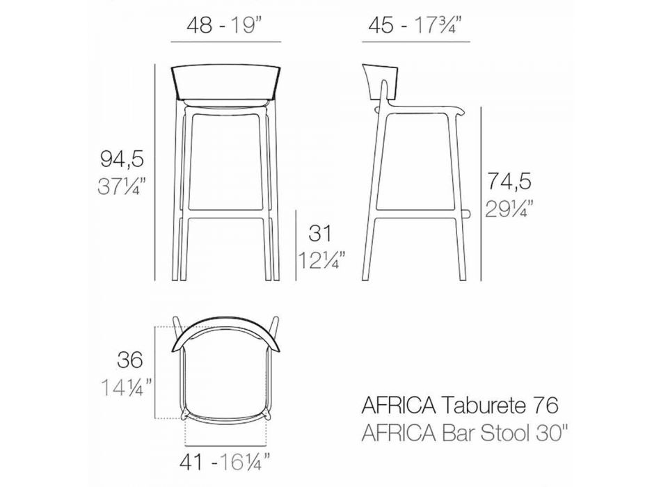 Africa H 95 cm nowoczesny stołek zewnętrzny firmy Vondom, z polipropylenu Viadurini