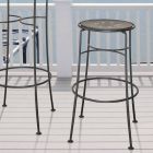 Ręcznie robiony żelazny stołek ogrodowy z podnóżkiem Made in Italy - Sireo Viadurini