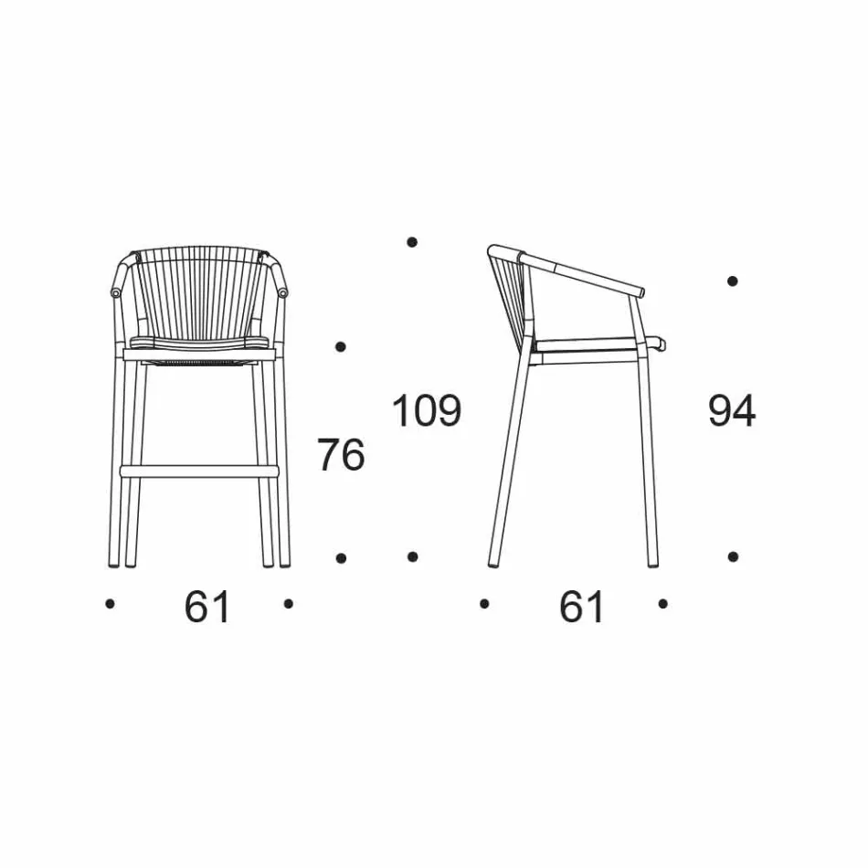Stołek ogrodowy do ustawiania w stos aluminium i tkanina techniczna - Smart by Varaschin Viadurini