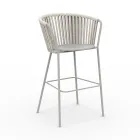 Stołek ogrodowy ze stali nierdzewnej i oparciem z liny - Luxura Viadurini