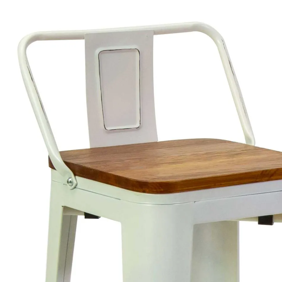 Stołek do wnętrz i na zewnątrz z żelaza i drewna - Artykuły papiernicze Viadurini