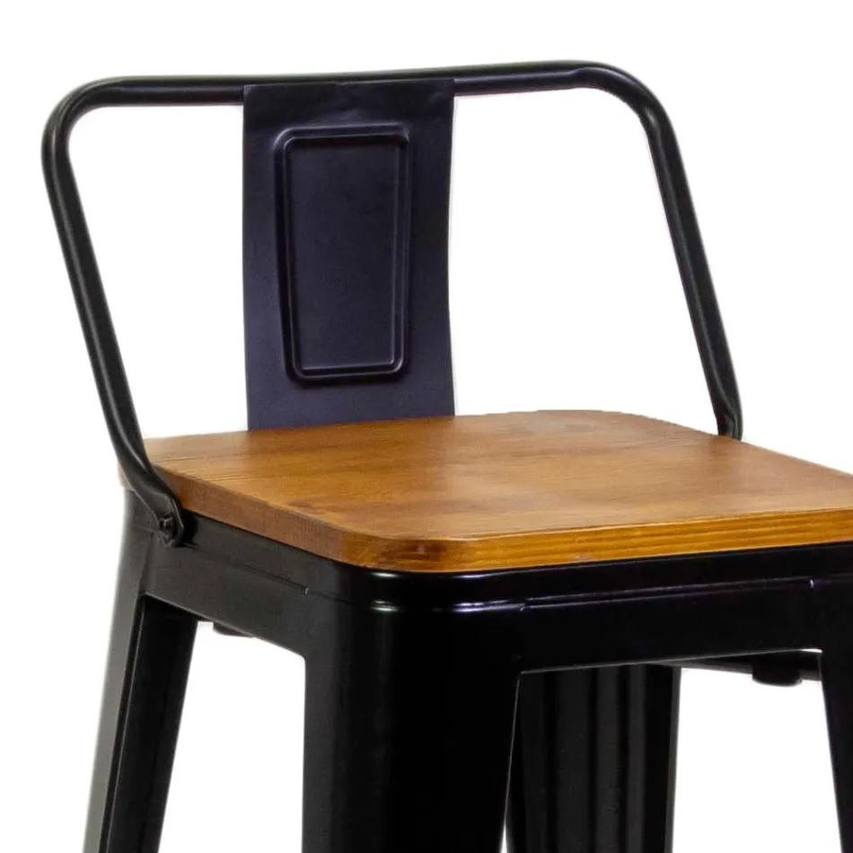 Stołek do wnętrz i na zewnątrz z żelaza i drewna - Artykuły papiernicze Viadurini