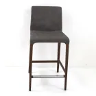 Stołek do wnętrz z drewna jesionowego i sztucznej skóry Made in Italy - Floki Viadurini