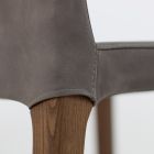 Stołek do wnętrz z drewna jesionowego i sztucznej skóry Made in Italy - Floki Viadurini