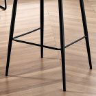 Designerski stołek do salonu z tkaniny z obramowaniem i metalem w kolorze antracytowym – Scarat Viadurini