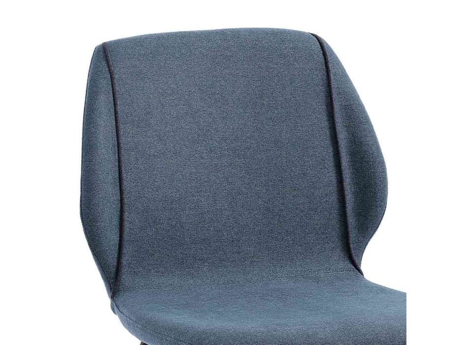 Designerski stołek do salonu z tkaniny z obramowaniem i metalem w kolorze antracytowym – Scarat Viadurini