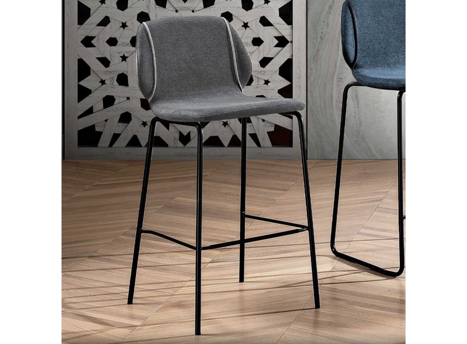 Elegancki, nowoczesny stołek do salonu z tkaniny z obramowaniem - Scarat Viadurini