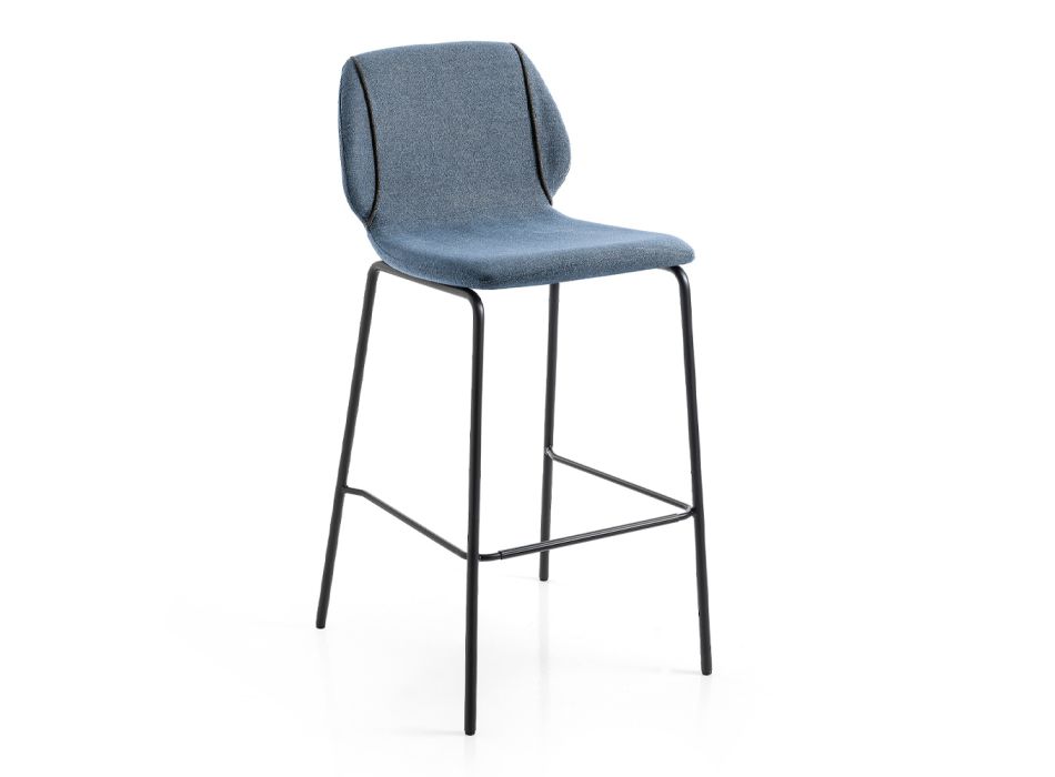 Elegancki, nowoczesny stołek do salonu z tkaniny z obramowaniem - Scarat Viadurini