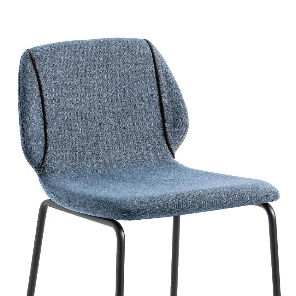 Elegancki, nowoczesny stołek do salonu z tkaniny z obramowaniem - Scarat Viadurini