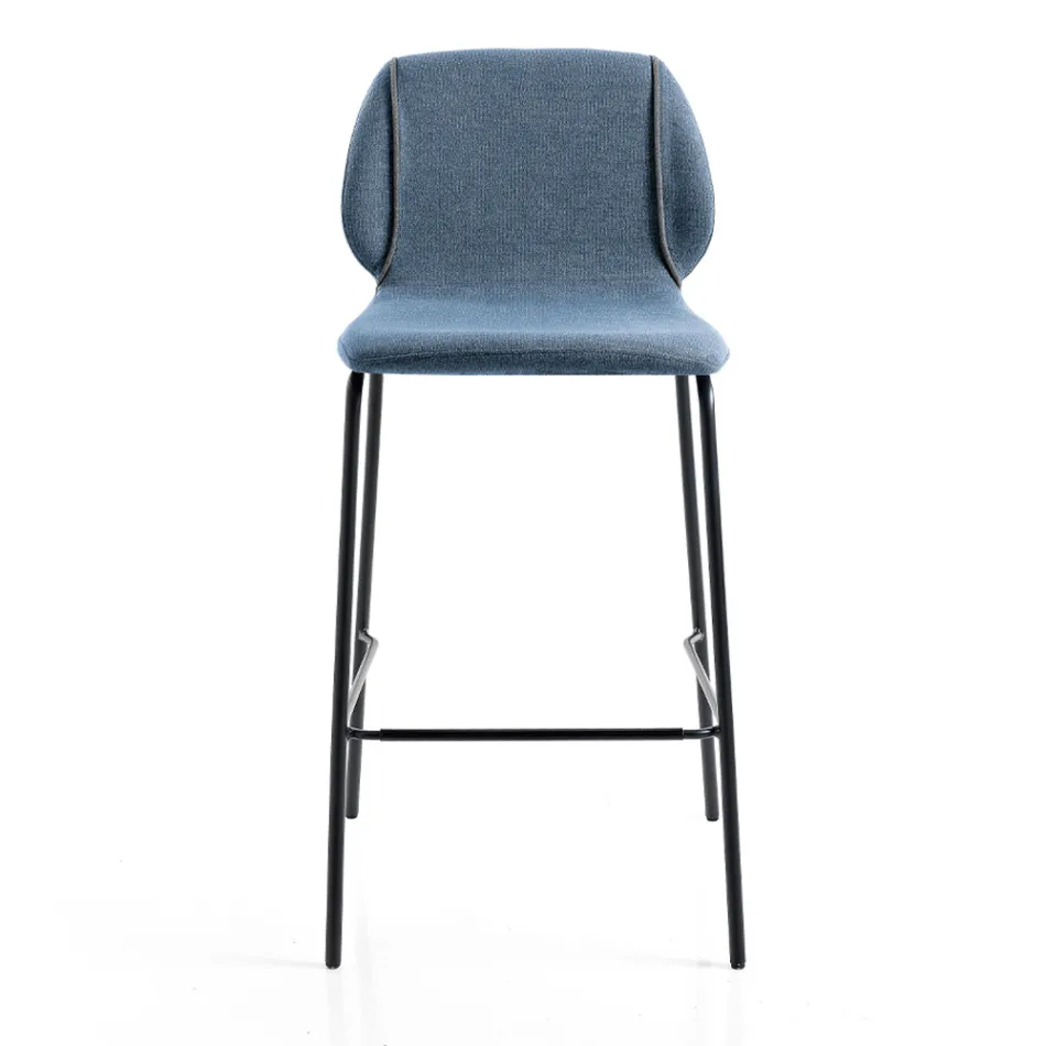 Elegancki, nowoczesny stołek do salonu z tkaniny z obramowaniem - Scarat Viadurini