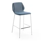 Elegancki, nowoczesny stołek do salonu z tkaniny z obramowaniem - Scarat Viadurini