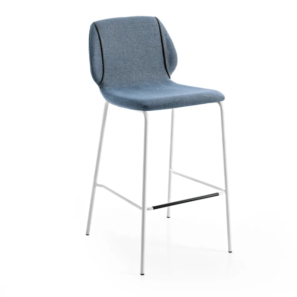 Elegancki, nowoczesny stołek do salonu z tkaniny z obramowaniem - Scarat Viadurini