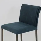 Stołek do salonu ze sztucznej skóry i struktury z niklu Made in Italy - Cleto Viadurini