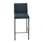 Stołek do salonu ze sztucznej skóry i struktury z niklu Made in Italy - Cleto Viadurini