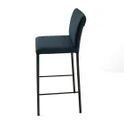 Stołek do salonu ze sztucznej skóry i struktury z niklu Made in Italy - Cleto Viadurini