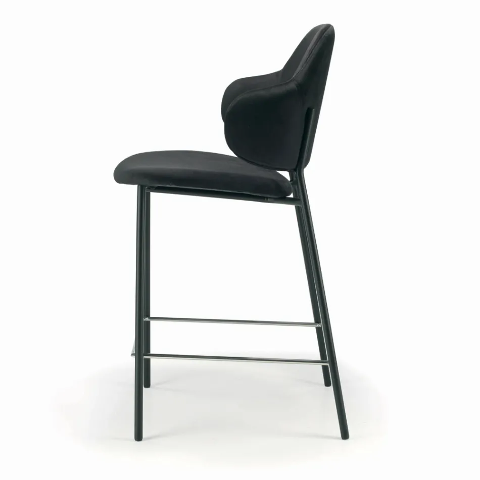 Stołek do salonu wykonany ze stali i aksamitu Made in Italy - Rimini Viadurini