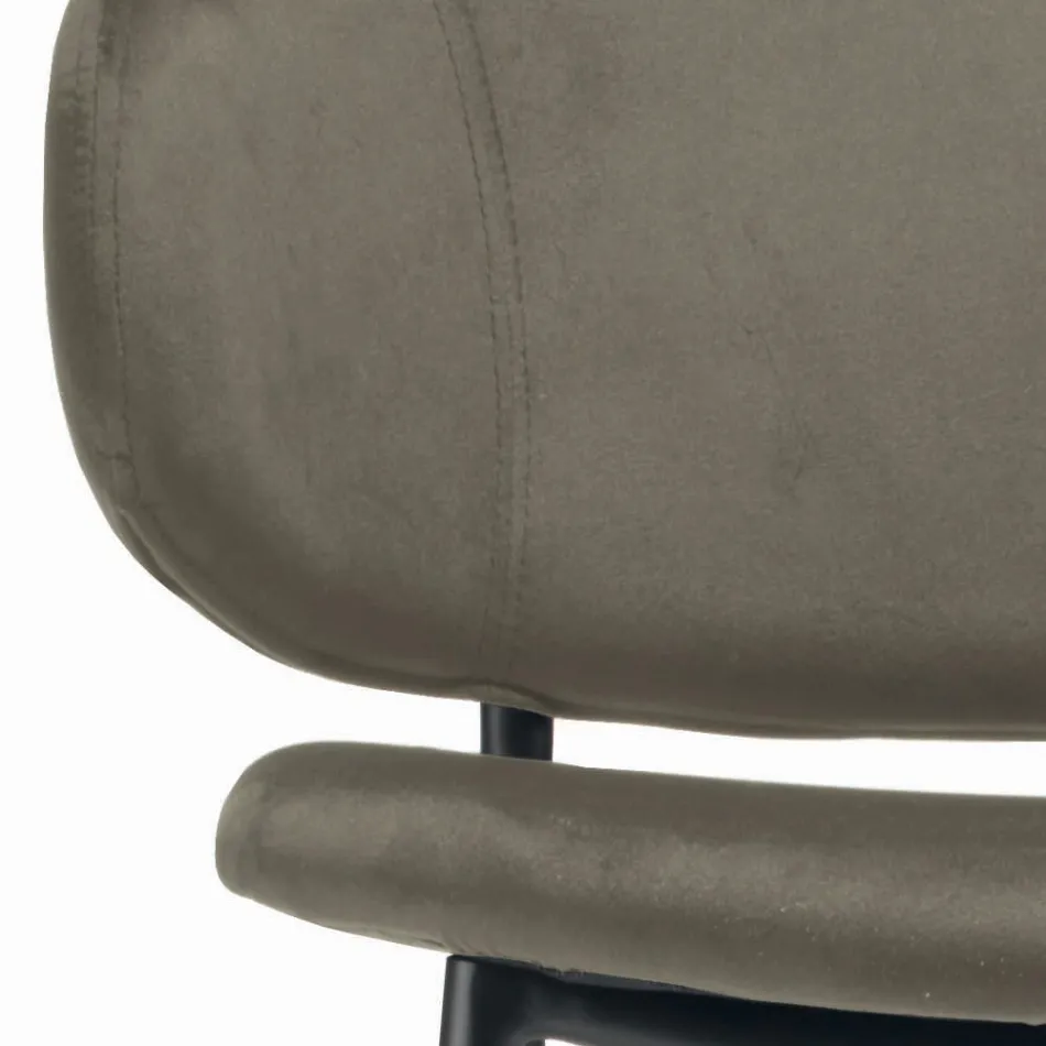 Stołek do salonu wykonany ze stali i aksamitu Made in Italy - Rimini Viadurini