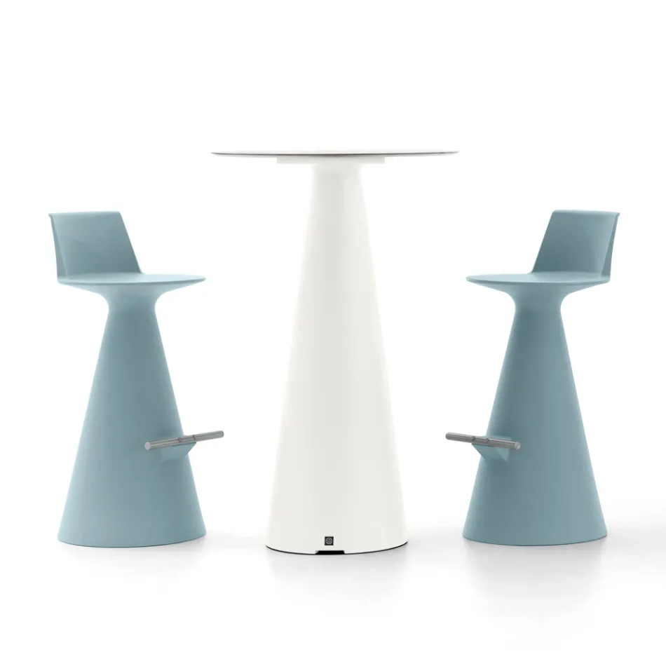 Stołek do Salonu Z Polietylenu z Podnóżkiem - Elipsa Viadurini