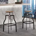 Designerski regulowany stołek z metalu i drewna wyprodukowany we Włoszech w Livorno Viadurini