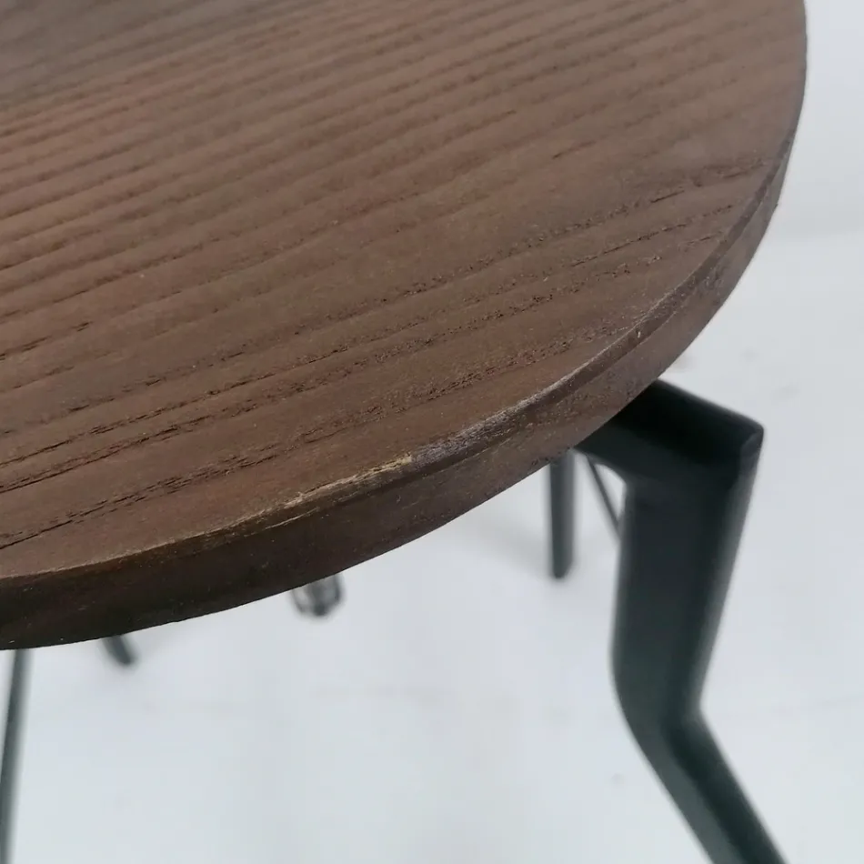 Nowoczesny stołek z metalu i drewna regulowany Livorno1 Viadurini