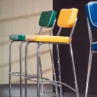 Designerski stołek z lat 50. z imitacji skóry graffiti Unica Viadurini