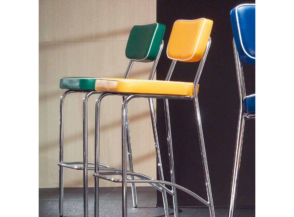 Designerski stołek z lat 50. z imitacji skóry graffiti Unica Viadurini