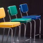 Designerski stołek z lat 50. z imitacji skóry graffiti Unica Viadurini