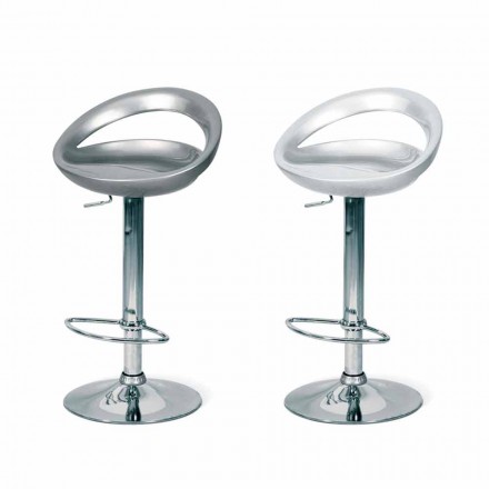 Designerski stołek z siedziskiem ABS i chromowaną strukturą Pollina Viadurini