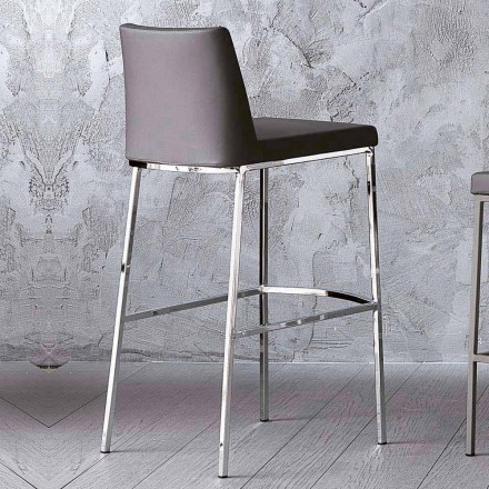 Designerski stołek z ekoskóry do kuchni lub jadalni, wysokość 80 cm - Celine Viadurini