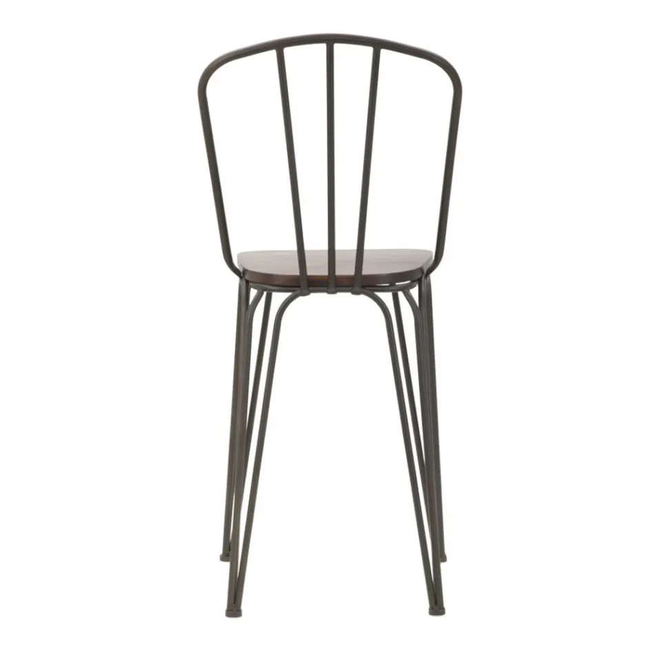 Nowoczesny stołek w stylu industrialnym z żelaza i drewna, 2 sztuki - Erika Viadurini