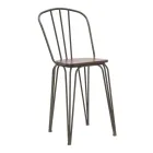 Nowoczesny stołek w stylu industrialnym z żelaza i drewna, 2 sztuki - Erika Viadurini