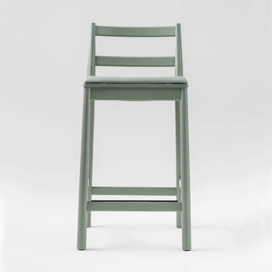 Luksusowy stołek z litego drewna bukowego z siedziskiem z tkaniny Made in Italy - Nora Viadurini