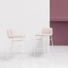 Luksusowy stołek pokryty tkaniną z metalową podstawą Made in Italy - Molde Viadurini