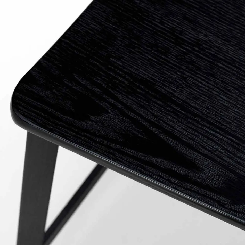 Nowoczesny design drewniany i metalowy stołek, Elmas Viadurini