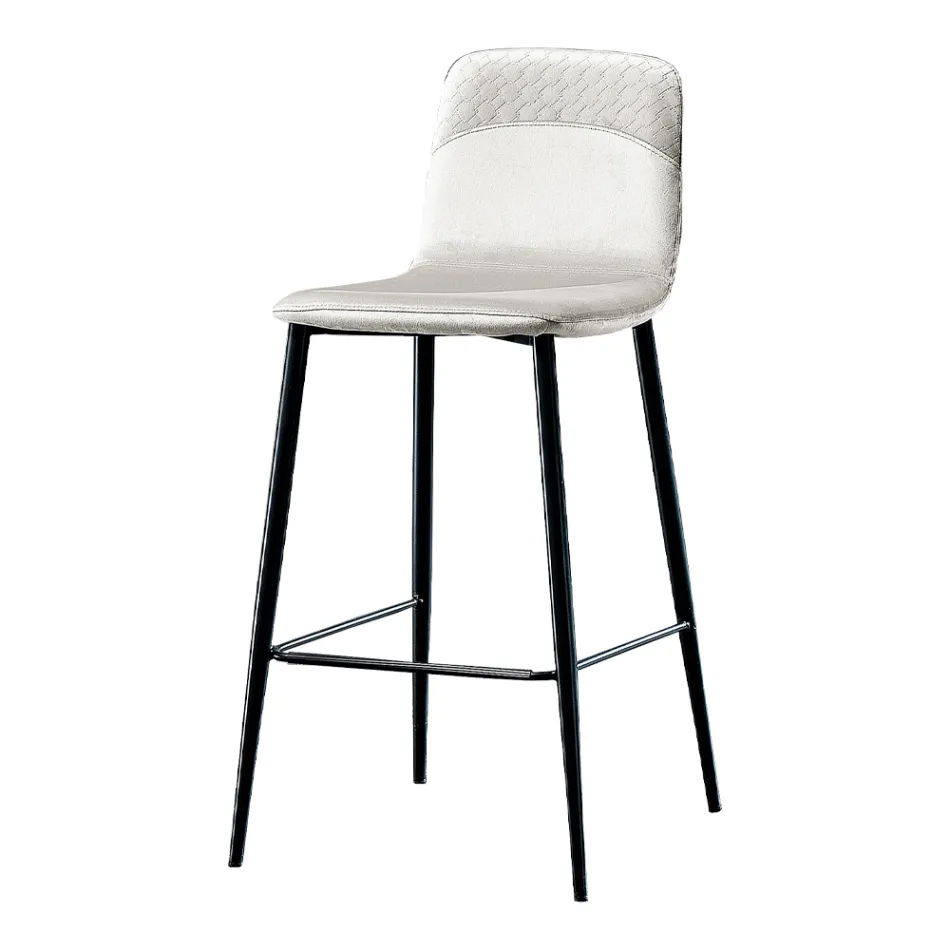 Elegancki stołek o nowoczesnym designie z kolorowego aksamitu i metalu - Bizet Viadurini