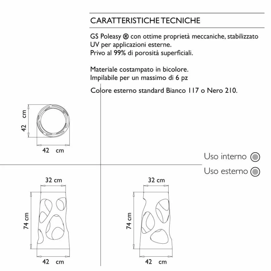 Stołek do układania w stosy na zewnątrz lub do wewnątrz, biały lub czarny, 2 sztuki - Liberty od Myyour Viadurini