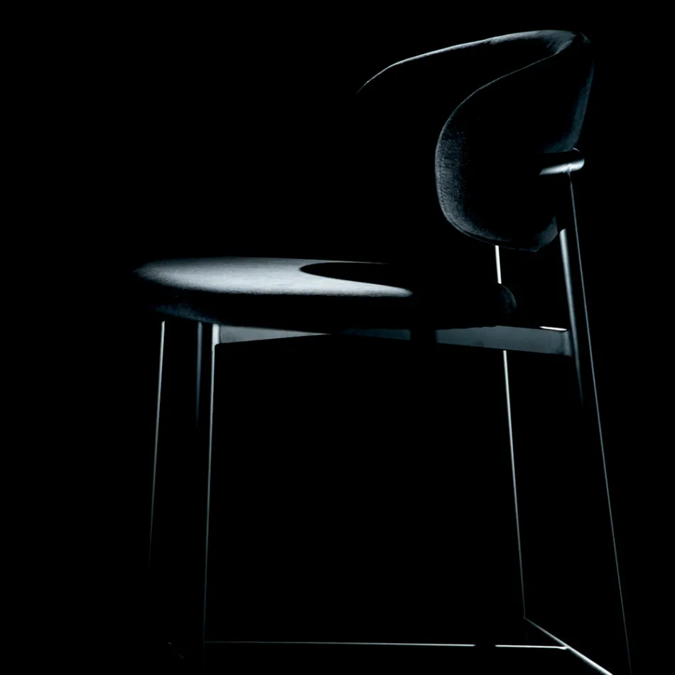 Naprawiono stołek z aksamitnym siedziskiem i oparciem Made in Italy - Cagliari Viadurini