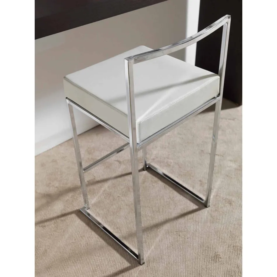 Stały stołek z ekoskóry, nowoczesny design, wysokość 65 cm - Alina Viadurini