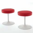 Obrotowy stołek z lakierowanego aluminium ze skórzanym siedziskiem Made in Italy - Dacia Viadurini