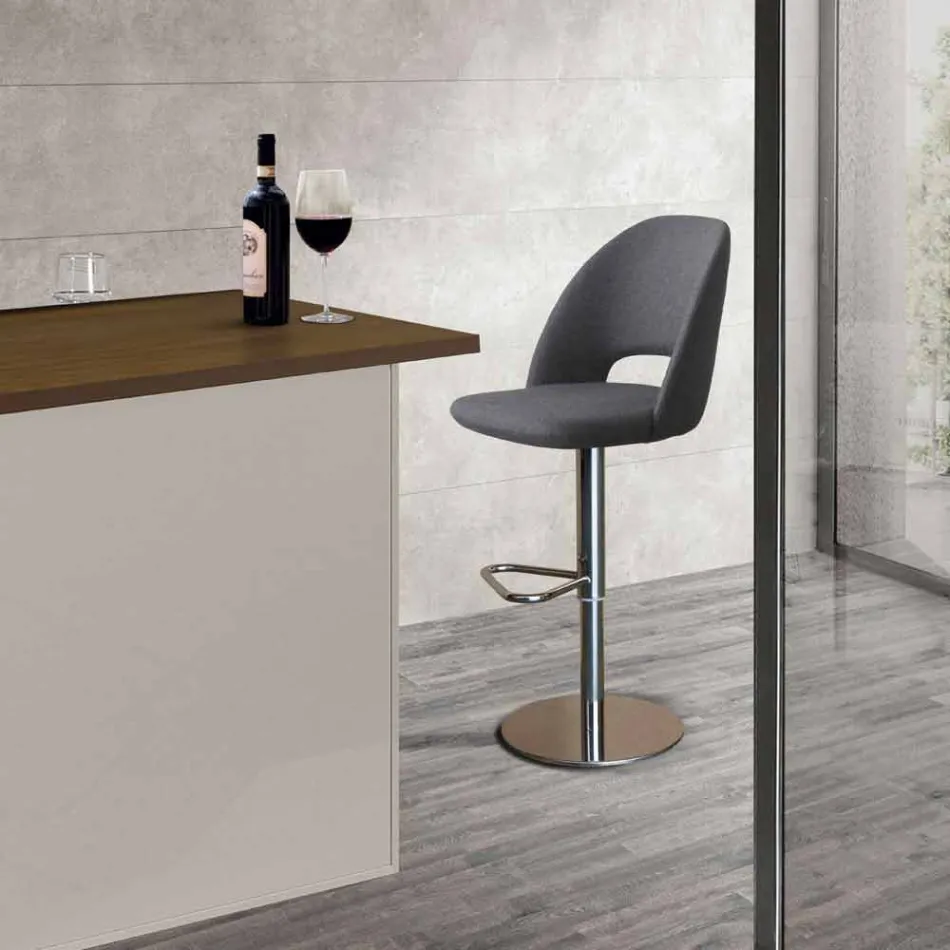 Obrotowy stołek z tkaniny i stali z podnośnikiem gazowym Made in Italy - Marchesi Viadurini