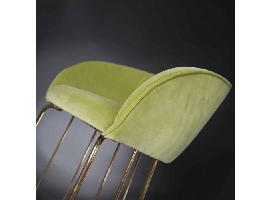 Tapicerowany i tapicerowany stołek z metalową konstrukcją Made in Italy - Antwerpia Viadurini