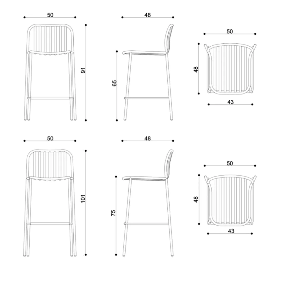 Stołek metalowy do układania w stosy Made in Italy 2 sztuki - Simply Viadurini
