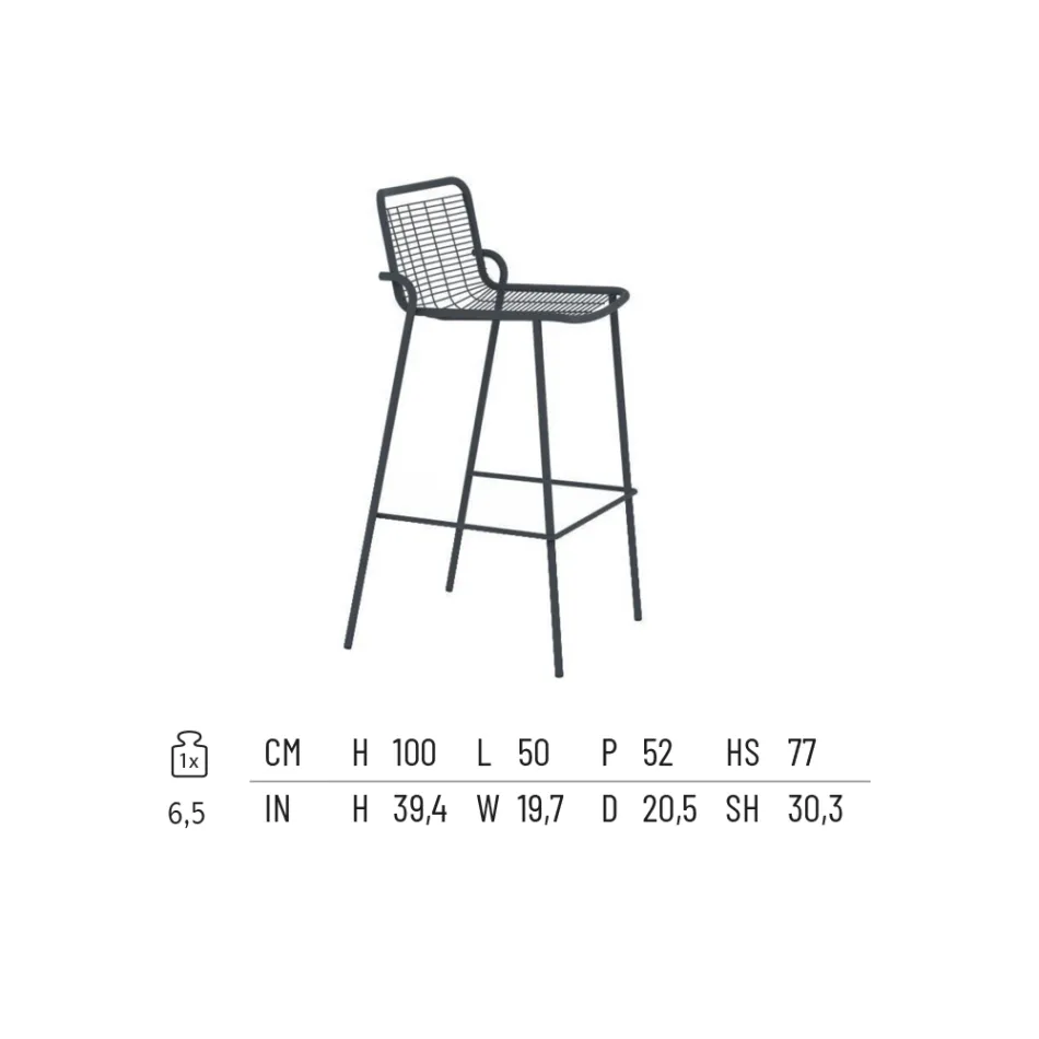 Metalowy taboret ogrodowy do układania w stos Made in Italy, 2 sztuki - Vikas Viadurini