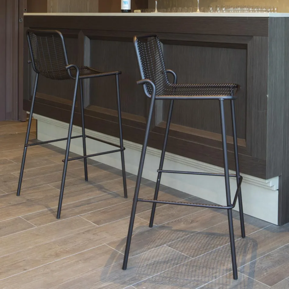 Metalowy taboret ogrodowy do układania w stos Made in Italy, 2 sztuki - Vikas Viadurini